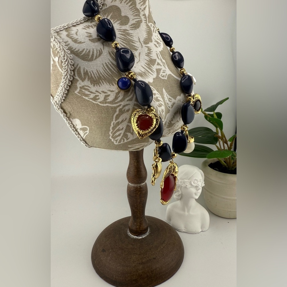Statement Charm Necklace – Gold Plated with Acrylic Pearl Accents Anthropologie - Picture 8 of 9